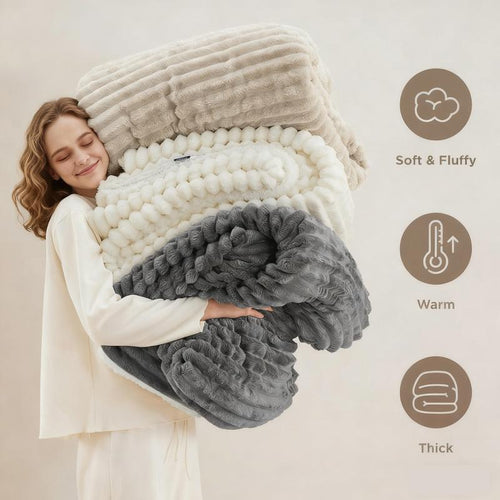 Striped Fluffy Sleep Blanket – Soft, Lightweight, Skin-Friendly Throw for Bed & Sofa (78" × 90") – Perfect Christmas & Halloween Gift