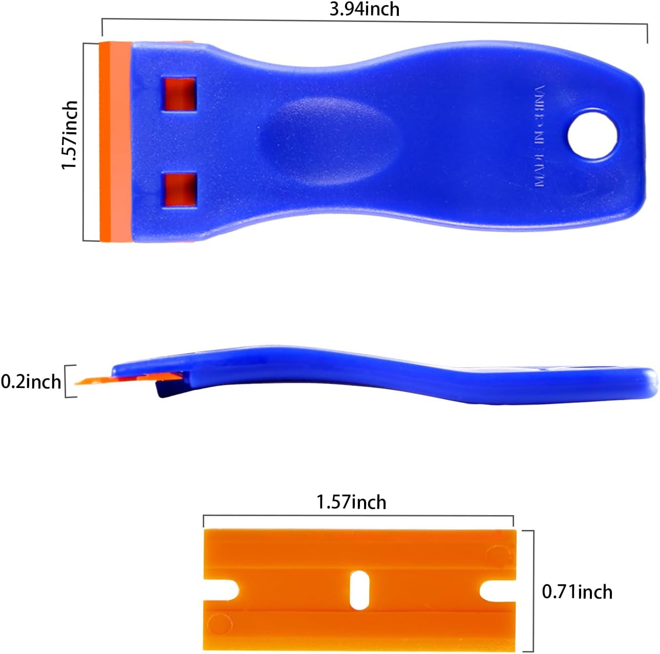 4-Piece Plastic Razor Blade Scraper Set with 120 Replacement Blades - Ultimate Cleaning Tool for Adhesives, Stickers, Decals, and More!
