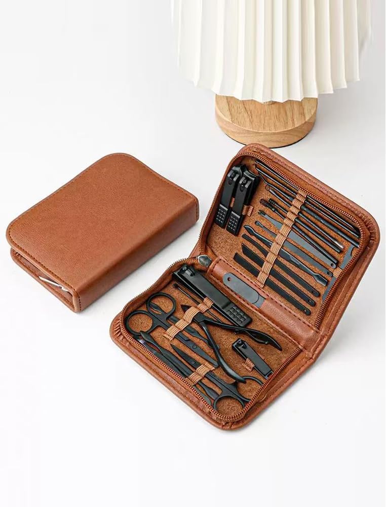 Ultimate 26-Piece Black Nail Clippers Kit - Ultra Sharp & Sturdy Tools for Perfect Fingernails and Toenails, Ideal for Men and Women