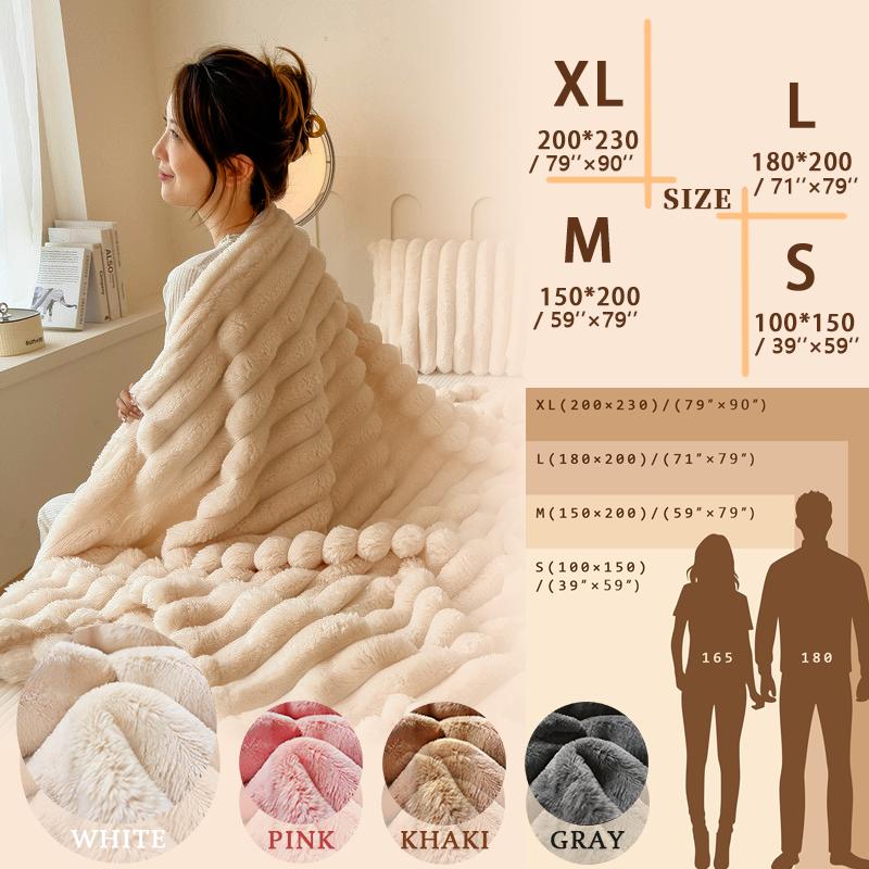 Striped Fluffy Sleep Blanket – Soft, Lightweight, Skin-Friendly Throw for Bed & Sofa (78" × 90") – Perfect Christmas & Halloween Gift