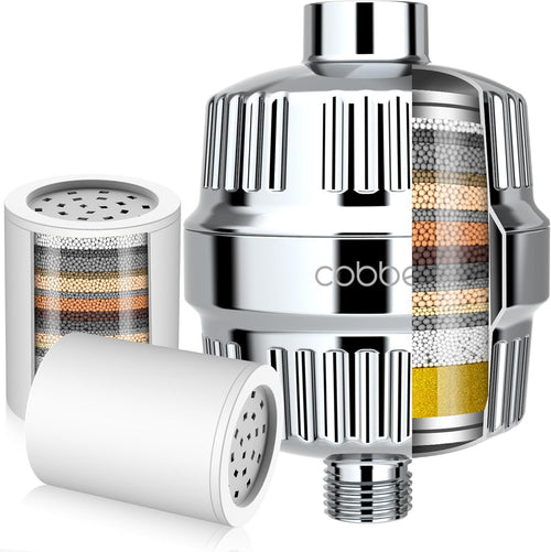 Transform Your Showers with the 20 Stage High Output Shower Head Filter - Enjoy Clean, Chlorine-Free Water with 2 Replaceable Cartridges in Premium Chrome Finish