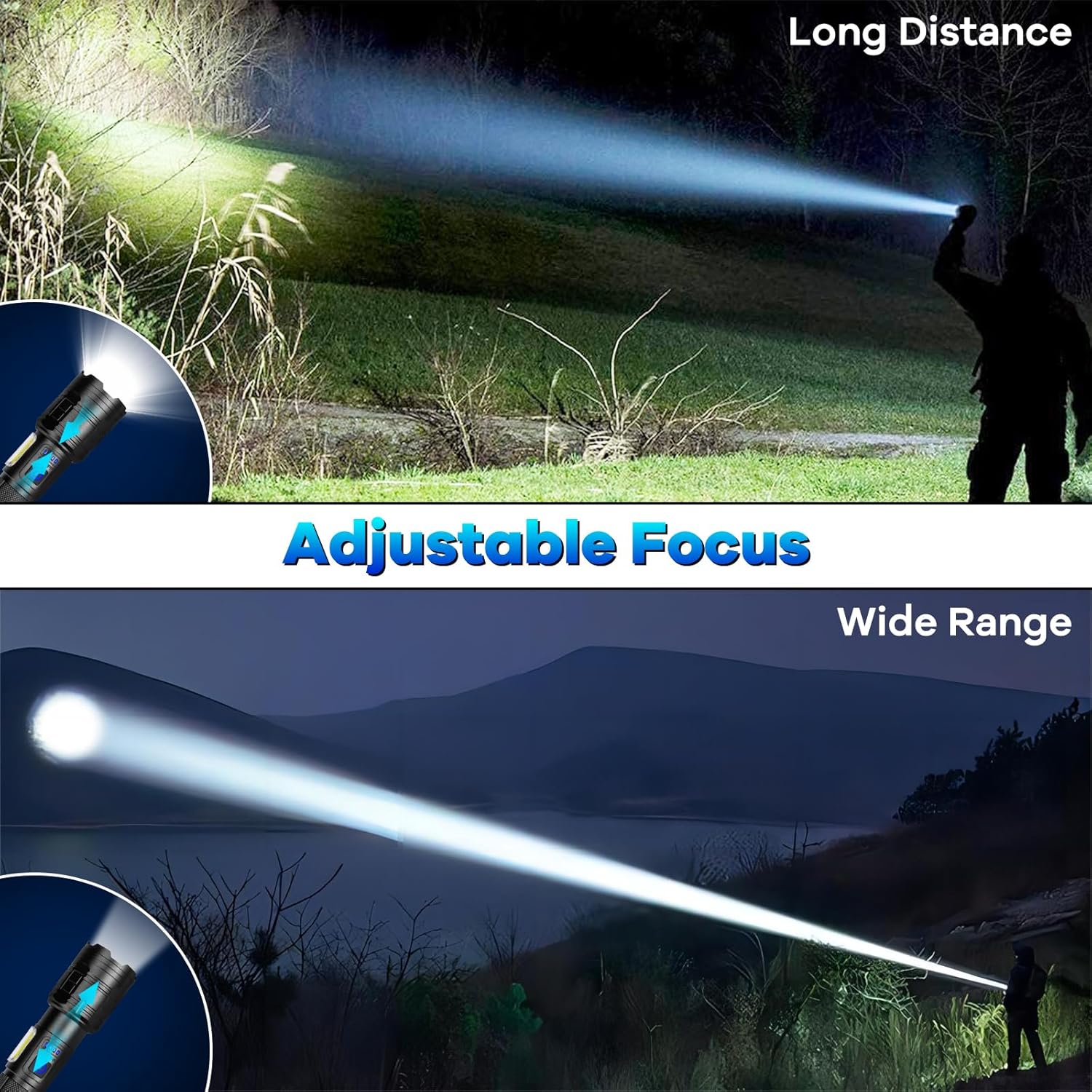 Ultra Bright Rechargeable Flashlights - 90,000 Lumens, 2 Pack with 7 Versatile Lighting Modes and IPX7 Waterproof Design for Outdoor Adventures