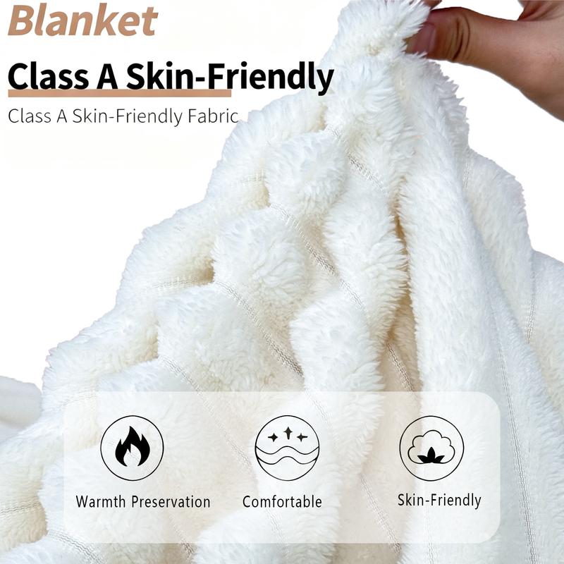 Striped Fluffy Sleep Blanket – Soft, Lightweight, Skin-Friendly Throw for Bed & Sofa (78" × 90") – Perfect Christmas & Halloween Gift